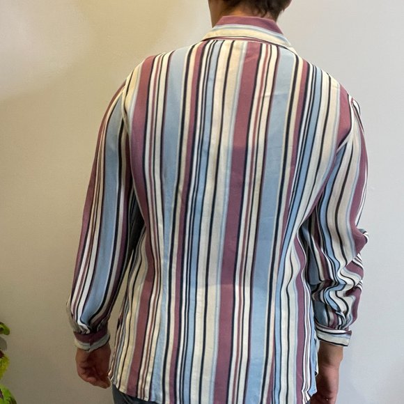 Vintage Blouse with Multicolour Striped  -8- - Picture 4 of 6